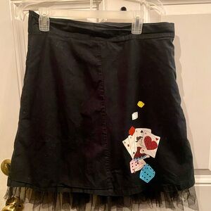 Black Skirt with Playing Card Design